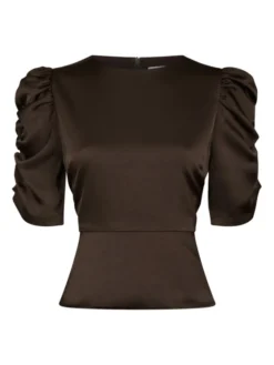 Benua Heavy Sateen Blouse Dark Brown