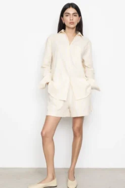 Bibi Crepe Shirt Light Yellow Stripe