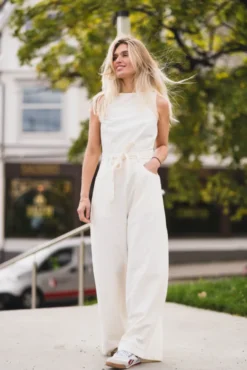 Boatneck Jumpsuit Natural
