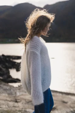 Boxy Mohair V-Neck Ecru
