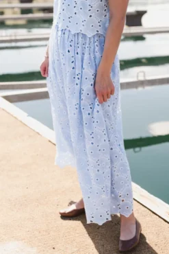 Broderie Anglaise Skirt Light Blue