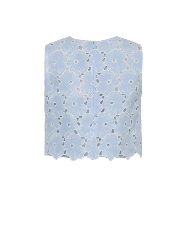 Broderie Anglaise Top Light Blue
