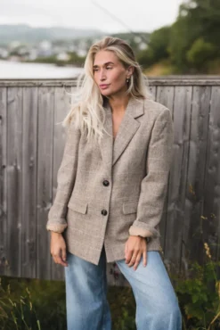 Brook Check Blazer Taupe Herringbone