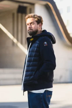 Buck Fleece/Nylon Hooded Jacket Blue Navy