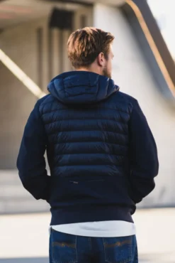 Buck Fleece/Nylon Hooded Jacket Blue Navy
