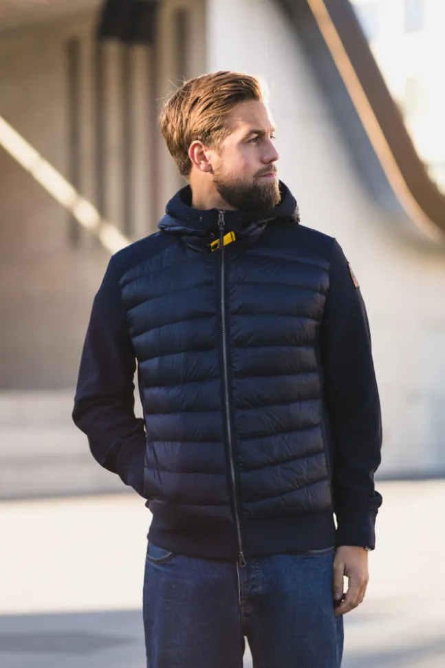 Buck Fleece/Nylon Hooded Jacket Blue Navy
