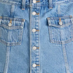 Button Front Skort Indigo Worn In