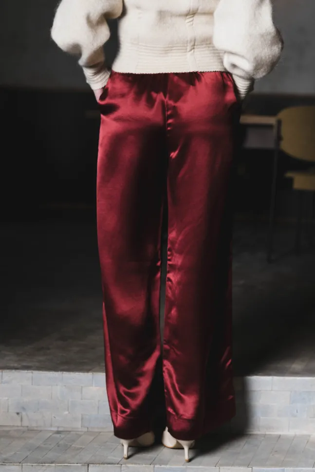 Cabello Wide-Leg Trousers Cabernet