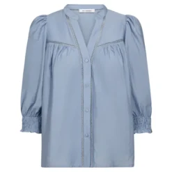 Callum Lace Puff V-Shirt Pale Blue