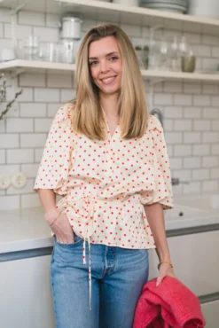 Cambria Dot SS Blouse Offwhite