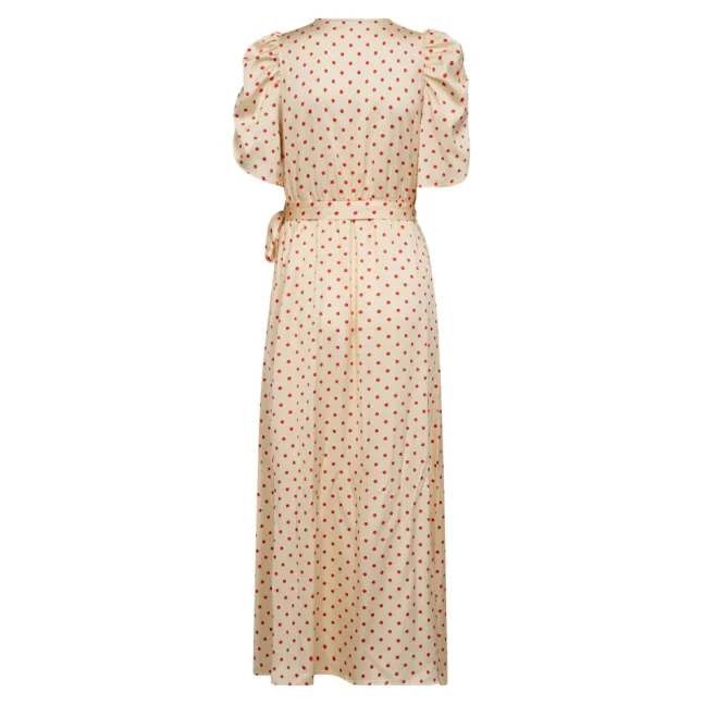Cambria Dot Wrap Dress Offwhite
