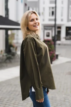 Caryn Poplin Khaki Dark Forest
