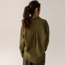 Caryn Poplin Khaki Dark Forest