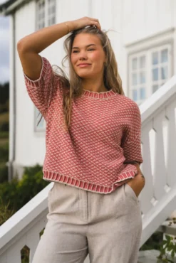 Catina Pilla 2/4 Pullover Oatmeal/F Rose