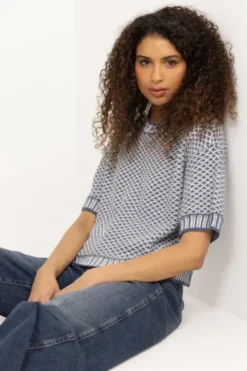 Catina Pilla 2/4 Pullover V Indigo/Egret