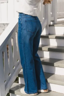 Cecilie HW Pants Mid Blue Wash