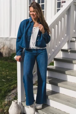 Cecilie HW Pants Mid Blue Wash
