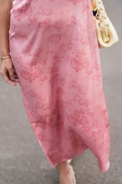 Celena Pattern Sateen Dress Light Pink