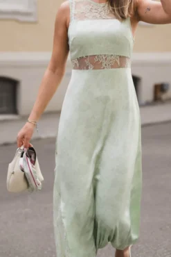 Celena Pattern Sateen Dress Mint