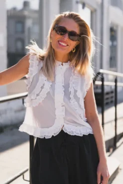 Celia Ruffle Top White