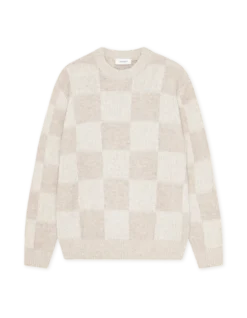 Check Knit Eggnog White