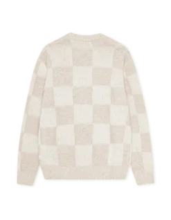Check Knit Eggnog White