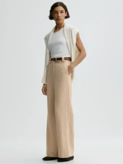Cimas Boucle Trousers Beige Houndstooth