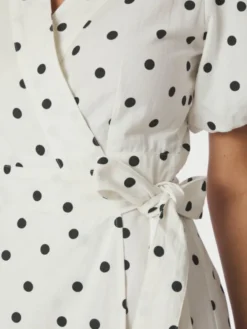 Clarine Linen Dot Dress White