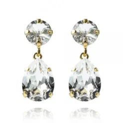 Classic Drop Earrings Gold Crystal