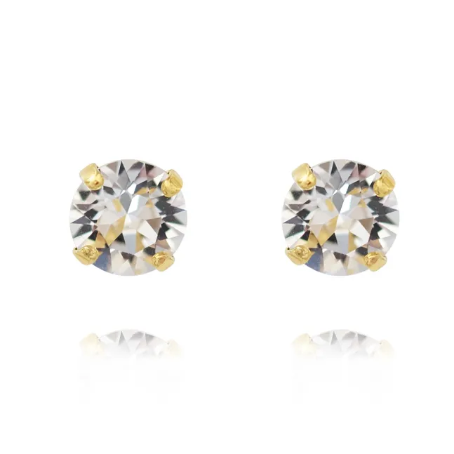 Classic Stud Earrings Gold Crystal
