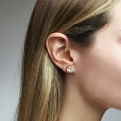Classic Stud Earrings Gold Crystal