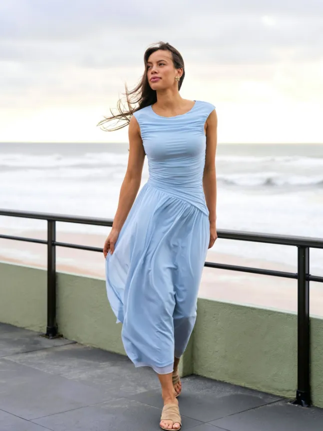 Cludine Mesh Dress Light Blue