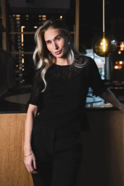 Colton Lace Mix Top Black