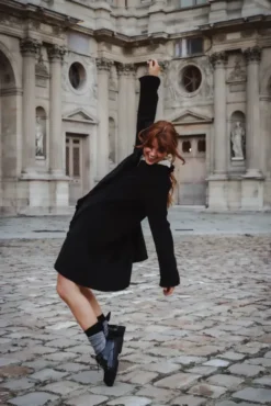 Cord Coat Dress Black