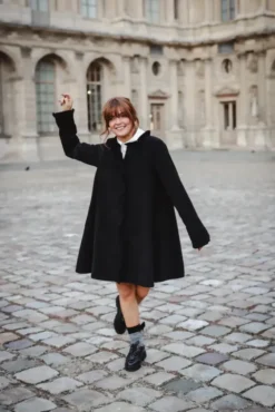 Cord Coat Dress Black