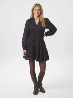 Cornell Fine Print Dress Dark Navy