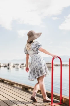 Cotton Slub Shift Dress Blue Paisley