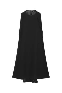 Crepe Mini A-Line Dress Black