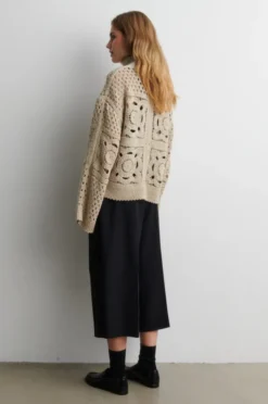 Crosette Knit Cardigan Camel