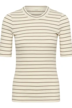 Dagna Striped T-Shirt Vanilla/Coffee Quartz Stripe