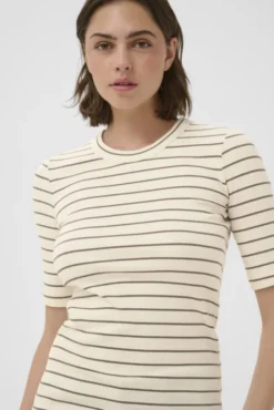 Dagna Striped T-Shirt Vanilla/Coffee Quartz Stripe