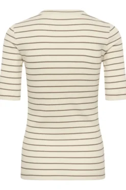 Dagna Striped T-Shirt Vanilla/Coffee Quartz Stripe