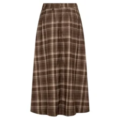 Dagny Anya Check Pleat Skirt Brown