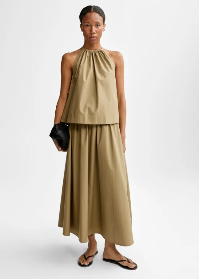 Daija Poplin Skirt Wood