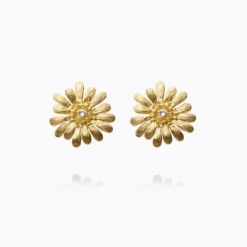 Daisy Earrings Gold Crystal