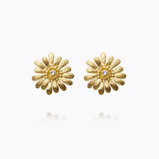 Daisy Earrings Gold Crystal