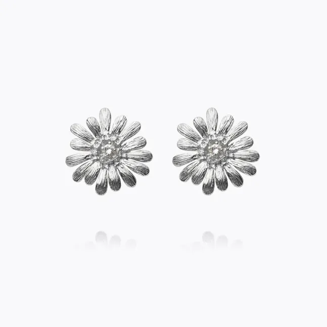 Daisy Earrings Rhodium Crystal