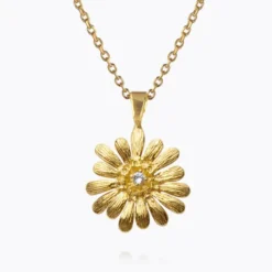 Daisy Necklace Gold Crystal