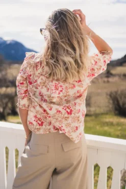 Davina Flower Rose Blouse Rose