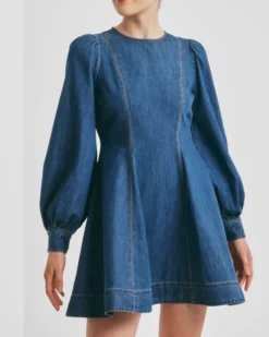 Denim Fitted Dress French Blue
